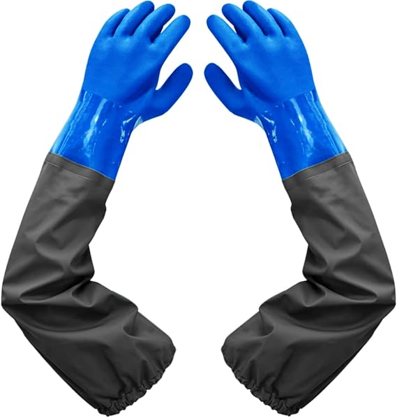 Haiou PVC Chemical Resistant, Long Rubber, Heavy Duty Waterproof Gloves for