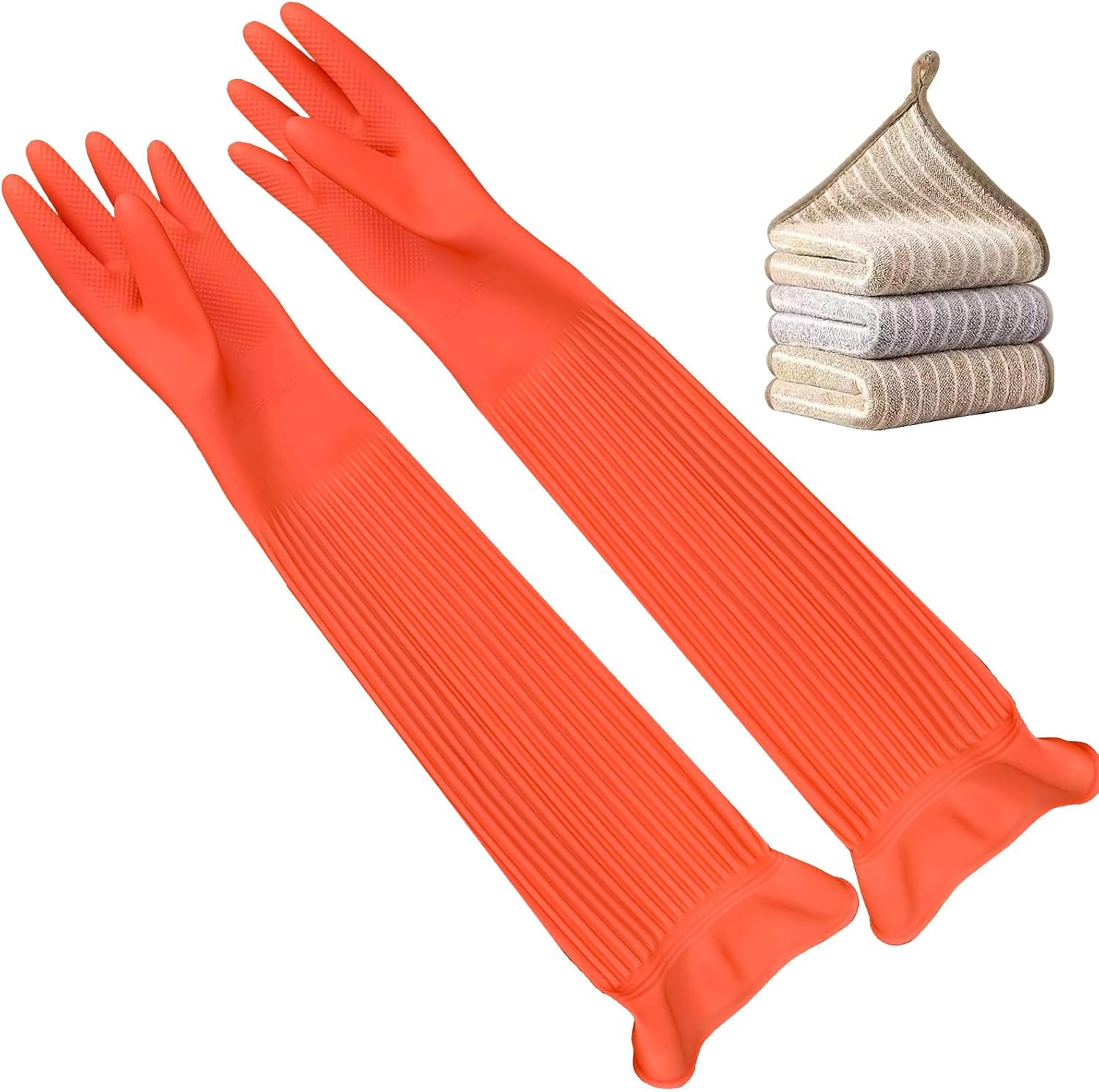 3 Pairs Household Extra Long Kitchen Gloves for Washing Dishes