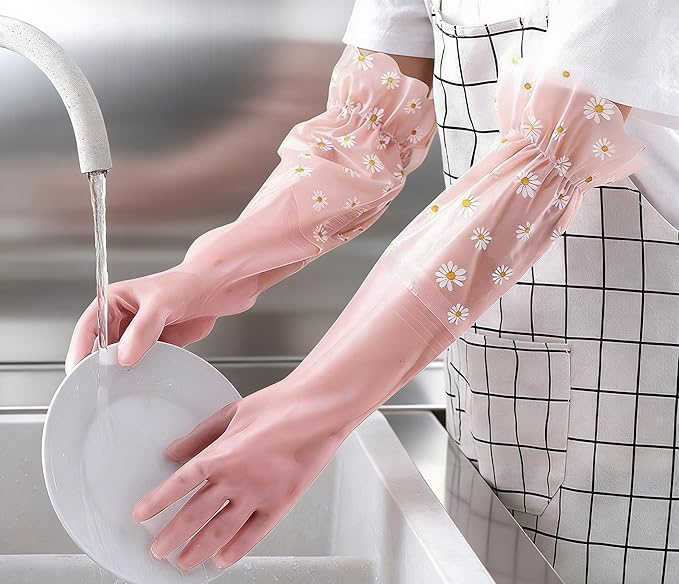 Dishwashing Cleaning Gloves Waterproof Tear-Resistant Household Rubber Cleaning Gloves with